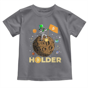 St Patricks Day Bitcoin Astronaut Toddler T Shirt Lucky Shamrock Leprechaun BTC Crypto To The Moon TS10 Charcoal Print Your Wear