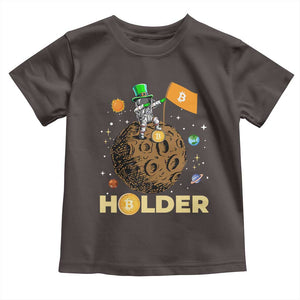 St Patricks Day Bitcoin Astronaut Toddler T Shirt Lucky Shamrock Leprechaun BTC Crypto To The Moon TS10 Dark Chocolate Print Your Wear