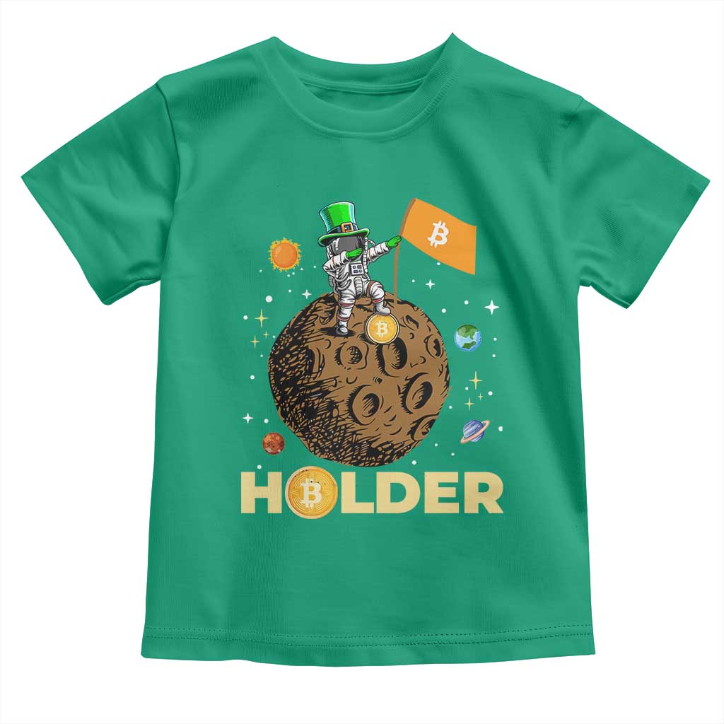 St Patricks Day Bitcoin Astronaut Toddler T Shirt Lucky Shamrock Leprechaun BTC Crypto To The Moon TS10 Irish Green Print Your Wear