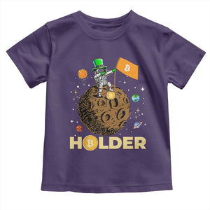 St Patricks Day Bitcoin Astronaut Toddler T Shirt Lucky Shamrock Leprechaun BTC Crypto To The Moon TS10 Purple Print Your Wear