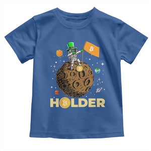 St Patricks Day Bitcoin Astronaut Toddler T Shirt Lucky Shamrock Leprechaun BTC Crypto To The Moon TS10 Royal Blue Print Your Wear