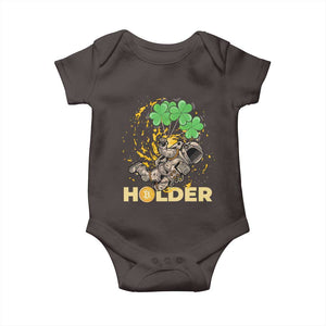 St Patricks Day Bitcoin Astronaut Baby Onesie Lucky Shamrock Leprechaun BTC Crypto Holder TS10 Dark Chocolate Print Your Wear