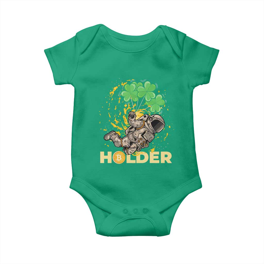 St Patricks Day Bitcoin Astronaut Baby Onesie Lucky Shamrock Leprechaun BTC Crypto Holder TS10 Irish Green Print Your Wear