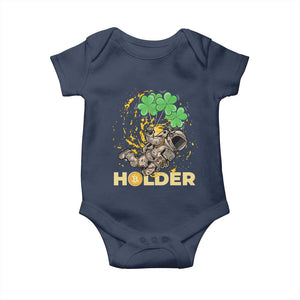 St Patricks Day Bitcoin Astronaut Baby Onesie Lucky Shamrock Leprechaun BTC Crypto Holder TS10 Navy Print Your Wear