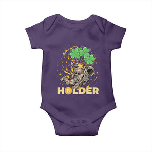 St Patricks Day Bitcoin Astronaut Baby Onesie Lucky Shamrock Leprechaun BTC Crypto Holder TS10 Purple Print Your Wear