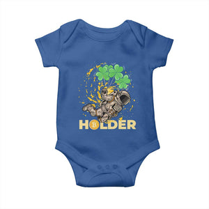 St Patricks Day Bitcoin Astronaut Baby Onesie Lucky Shamrock Leprechaun BTC Crypto Holder TS10 Royal Blue Print Your Wear