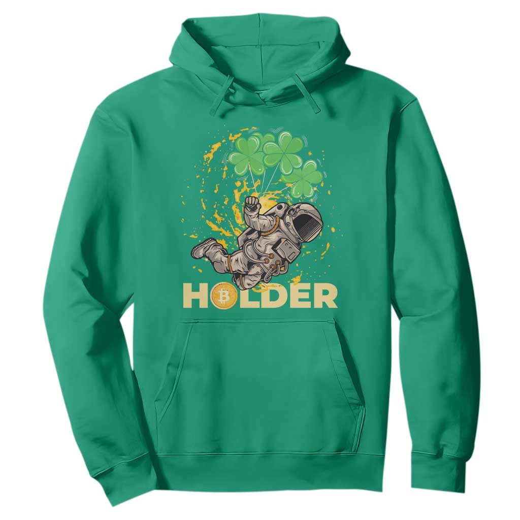 St Patricks Day Bitcoin Astronaut Hoodie Lucky Shamrock Leprechaun BTC Crypto Holder TS10 Irish Green Print Your Wear