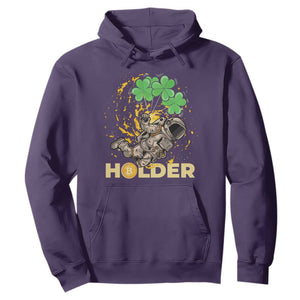 St Patricks Day Bitcoin Astronaut Hoodie Lucky Shamrock Leprechaun BTC Crypto Holder TS10 Purple Print Your Wear
