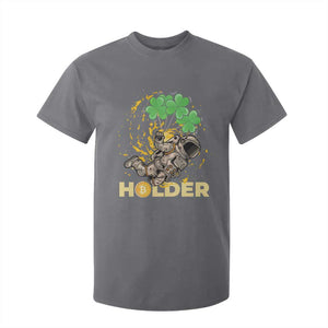 St Patricks Day Bitcoin Astronaut T Shirt For Kid Lucky Shamrock Leprechaun BTC Crypto Holder TS10 Charcoal Print Your Wear