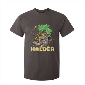 St Patricks Day Bitcoin Astronaut T Shirt For Kid Lucky Shamrock Leprechaun BTC Crypto Holder TS10 Dark Chocolate Print Your Wear
