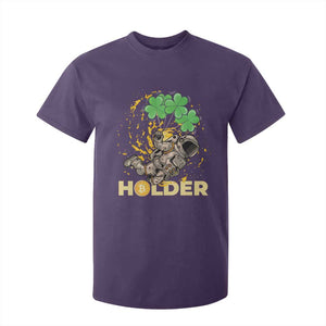 St Patricks Day Bitcoin Astronaut T Shirt For Kid Lucky Shamrock Leprechaun BTC Crypto Holder TS10 Purple Print Your Wear