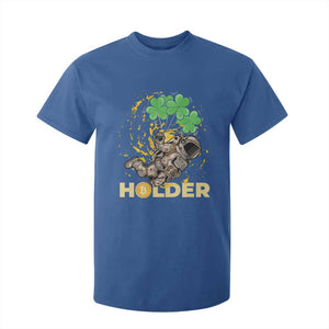 St Patricks Day Bitcoin Astronaut T Shirt For Kid Lucky Shamrock Leprechaun BTC Crypto Holder TS10 Royal Blue Print Your Wear