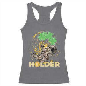 St Patricks Day Bitcoin Astronaut Racerback Tank Top Lucky Shamrock Leprechaun BTC Crypto Holder TS10 Charcoal Print Your Wear