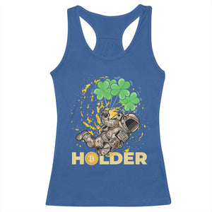 St Patricks Day Bitcoin Astronaut Racerback Tank Top Lucky Shamrock Leprechaun BTC Crypto Holder TS10 Royal Blue Print Your Wear