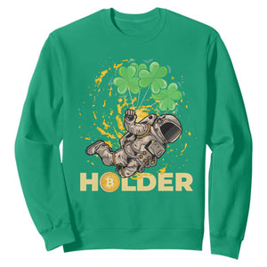 St Patricks Day Bitcoin Astronaut Sweatshirt Lucky Shamrock Leprechaun BTC Crypto Holder TS10 Irish Green Print Your Wear