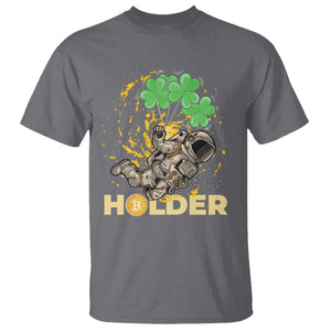 St Patricks Day Bitcoin Astronaut T Shirt Lucky Shamrock Leprechaun BTC Crypto Holder TS10 Charcoal Print Your Wear