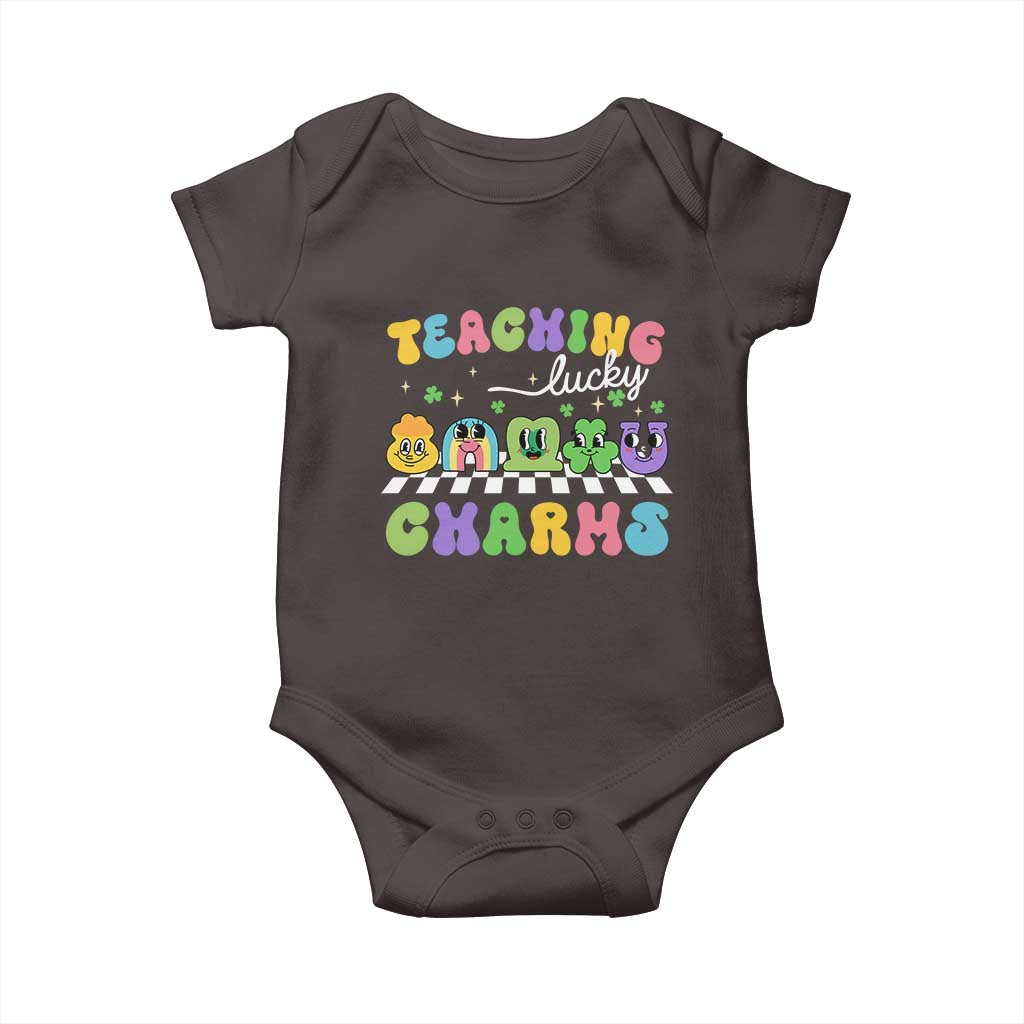 St Patricks Day Lucky Teacher Baby Onesie Teaching Lucky Charm Teachers TS10 Dark Chocolate Print Your Wear