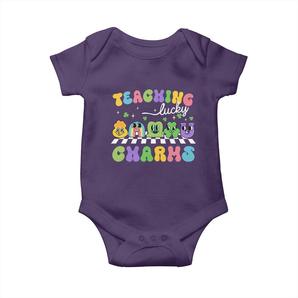 St Patricks Day Lucky Teacher Baby Onesie Teaching Lucky Charm Teachers TS10 Purple Print Your Wear
