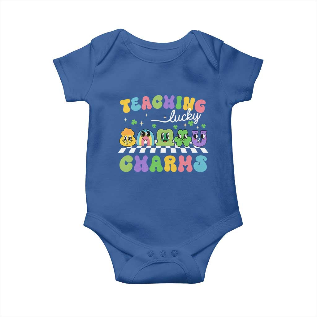 St Patricks Day Lucky Teacher Baby Onesie Teaching Lucky Charm Teachers TS10 Royal Blue Print Your Wear