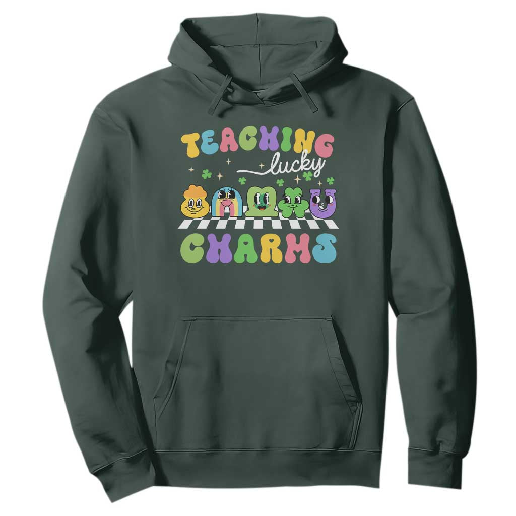 St Patricks Day Lucky Teacher Hoodie Teaching Lucky Charm Teachers TS10 Dark Forest Green Print Your Wear