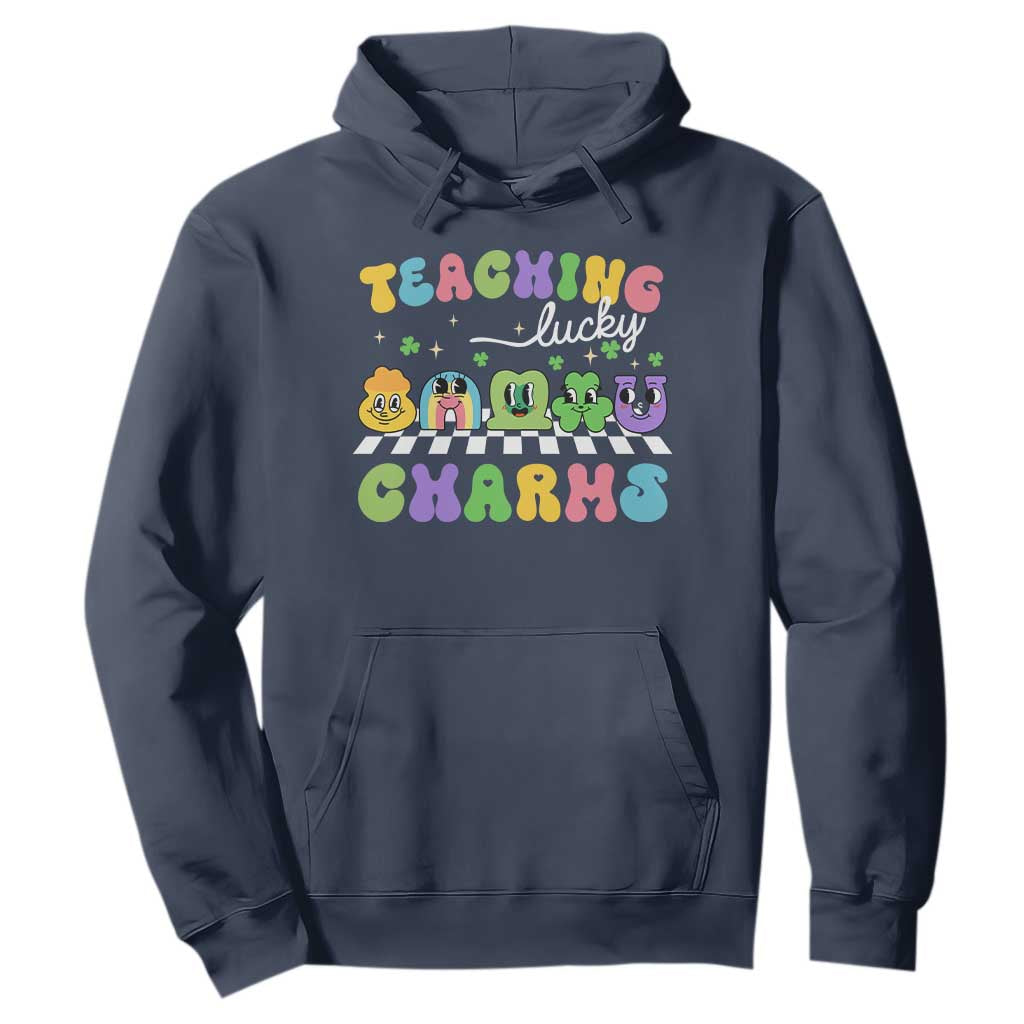 St Patricks Day Lucky Teacher Hoodie Teaching Lucky Charm Teachers TS10 Navy Print Your Wear