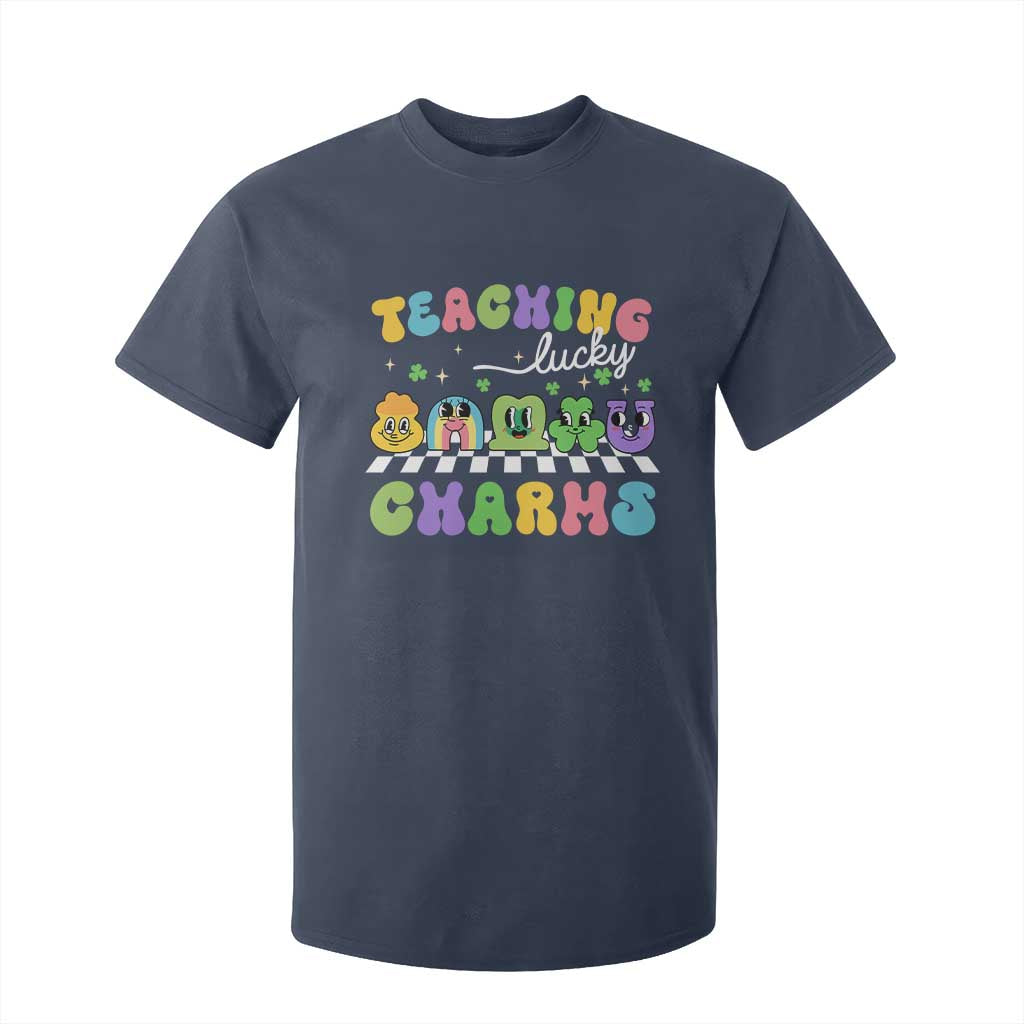 St Patricks Day Lucky Teacher T Shirt For Kid Teaching Lucky Charm Teachers TS10 Navy Print Your Wear