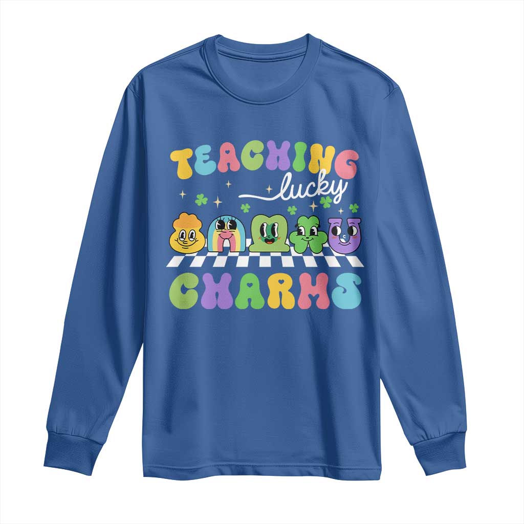 St Patricks Day Lucky Teacher Long Sleeve Shirt Teaching Lucky Charm Teachers TS10 Royal Blue Print Your Wear