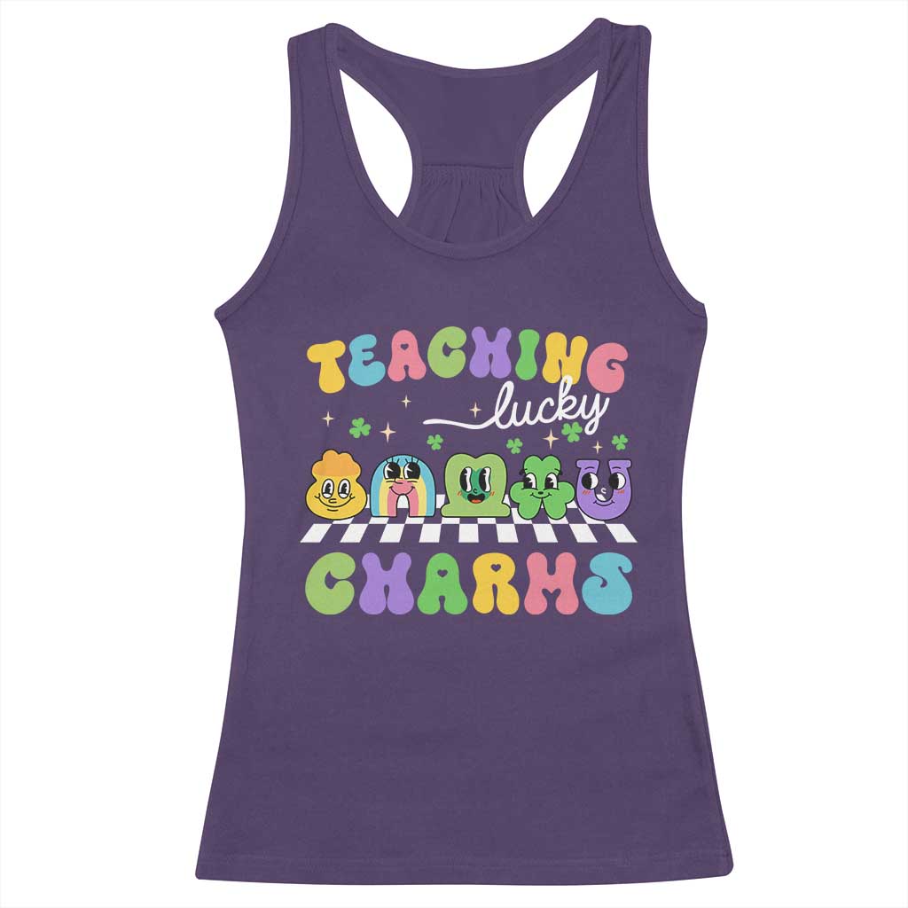 St Patricks Day Lucky Teacher Racerback Tank Top Teaching Lucky Charm Teachers TS10 Purple Print Your Wear