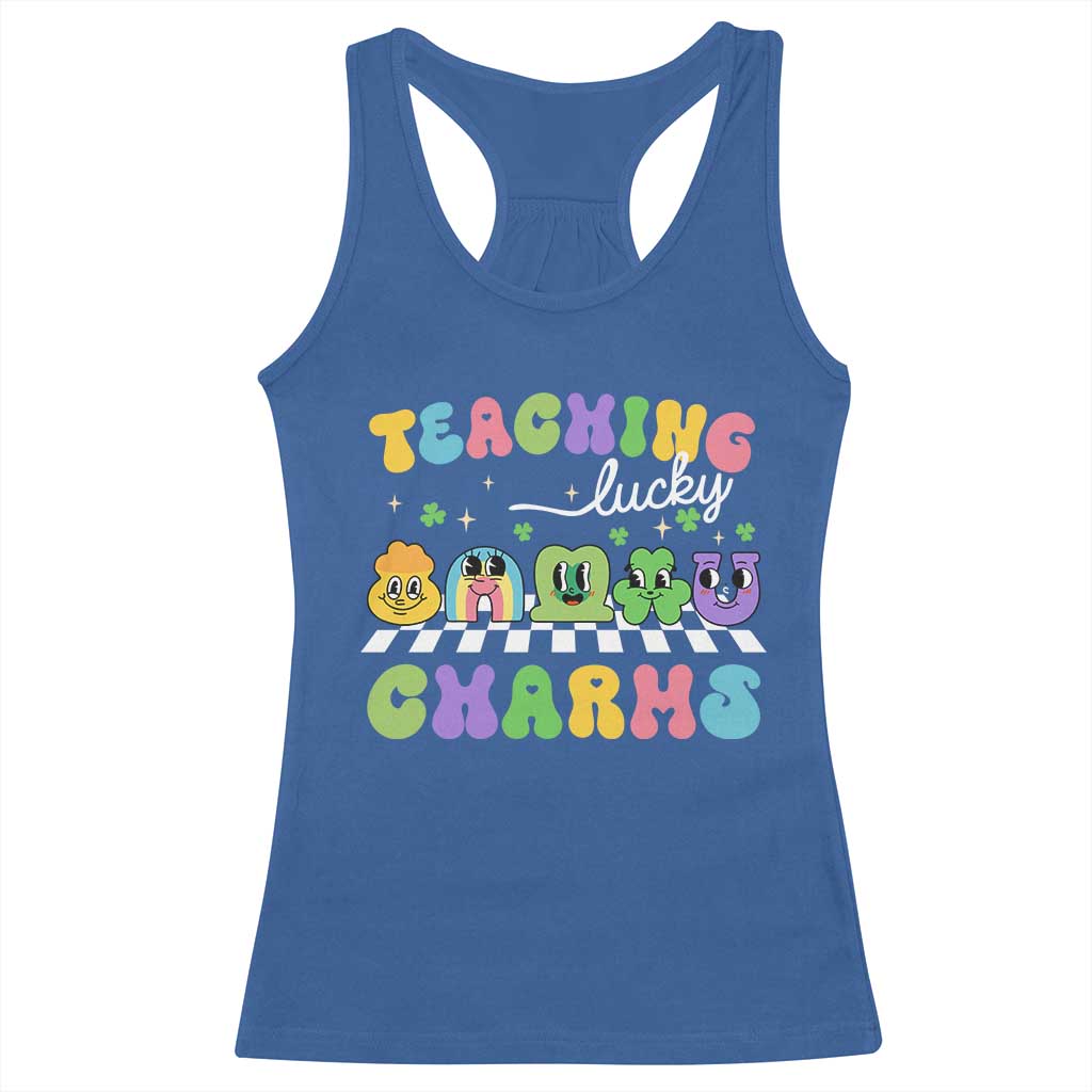 St Patricks Day Lucky Teacher Racerback Tank Top Teaching Lucky Charm Teachers TS10 Royal Blue Print Your Wear