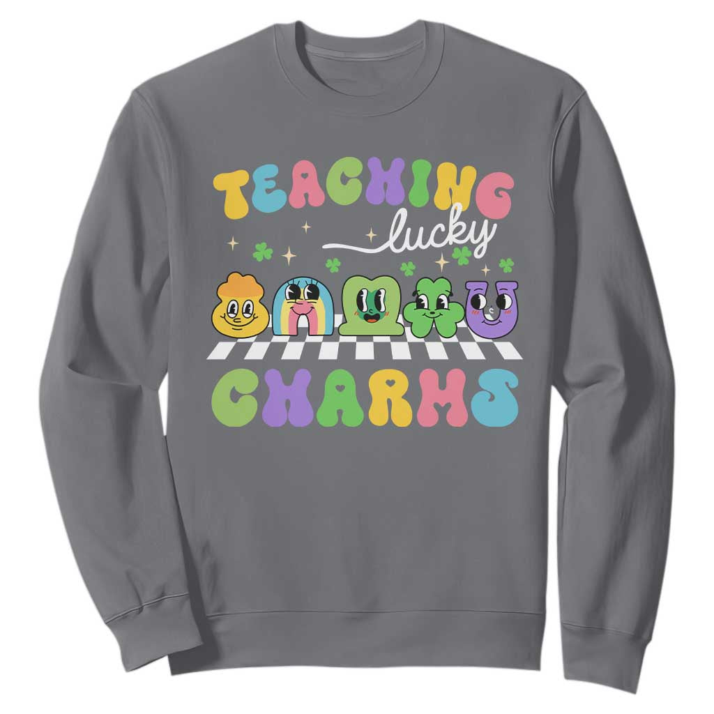 St Patricks Day Lucky Teacher Sweatshirt Teaching Lucky Charm Teachers TS10 Charcoal Print Your Wear