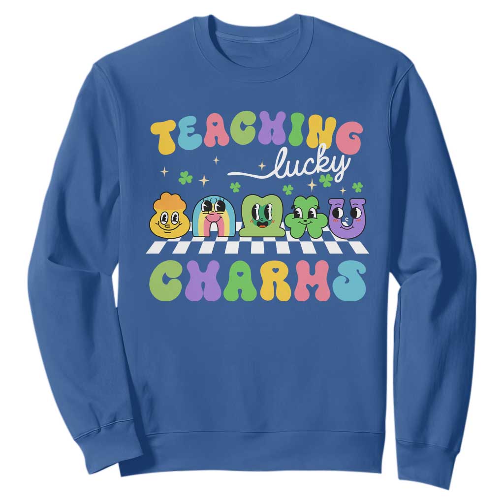 St Patricks Day Lucky Teacher Sweatshirt Teaching Lucky Charm Teachers TS10 Royal Blue Print Your Wear