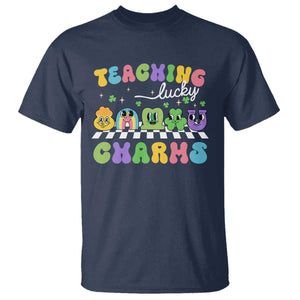 St Patricks Day Lucky Teacher T Shirt Teaching Lucky Charm Teachers TS10 Navy Print Your Wear