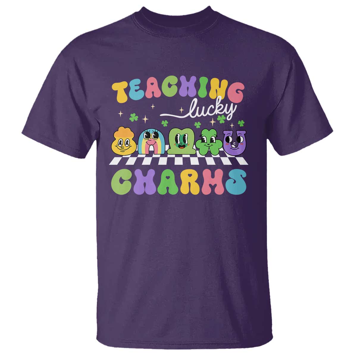 St Patricks Day Lucky Teacher T Shirt Teaching Lucky Charm Teachers TS10 Purple Print Your Wear