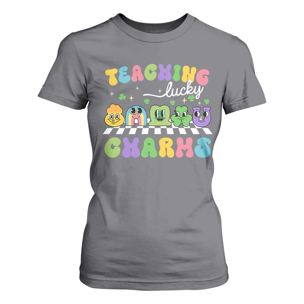 St Patricks Day Lucky Teacher T Shirt For Women Teaching Lucky Charm Teachers TS10 Charcoal Print Your Wear