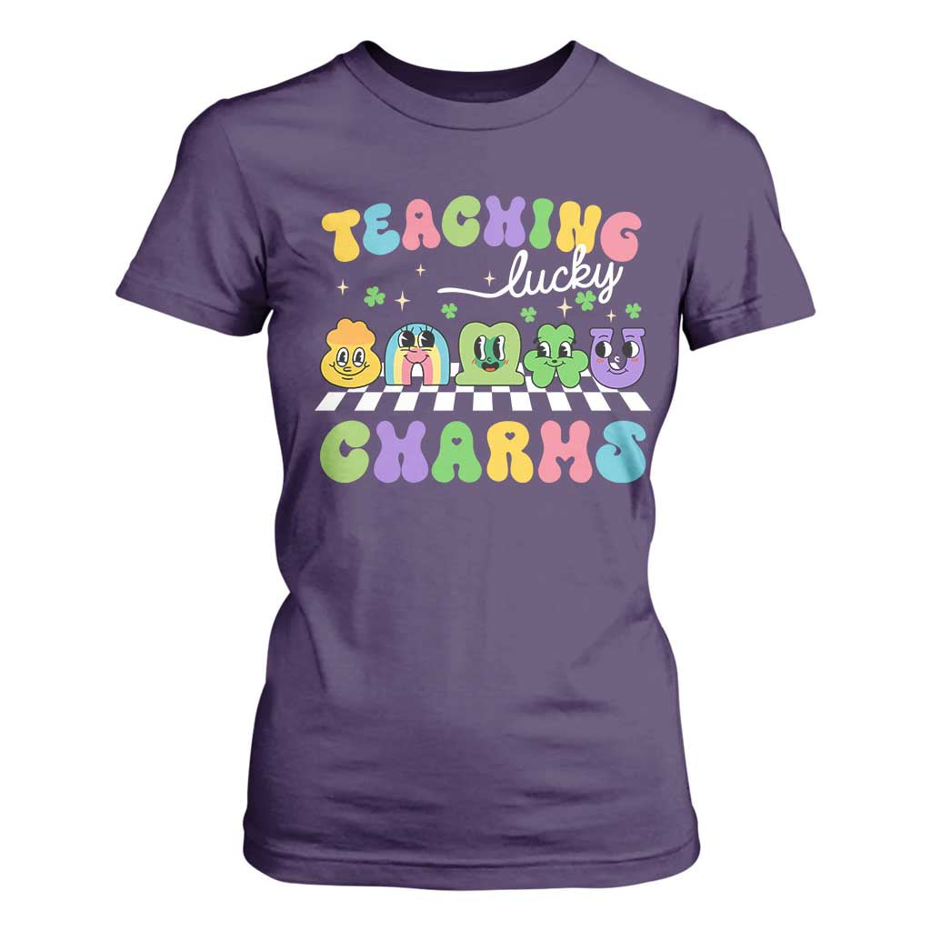 St Patricks Day Lucky Teacher T Shirt For Women Teaching Lucky Charm Teachers TS10 Purple Print Your Wear