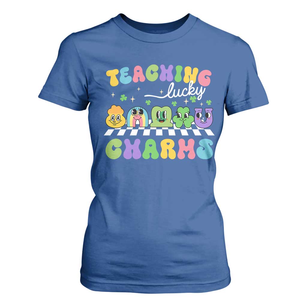 St Patricks Day Lucky Teacher T Shirt For Women Teaching Lucky Charm Teachers TS10 Royal Blue Print Your Wear