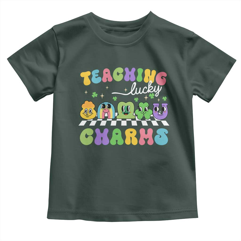 St Patricks Day Lucky Teacher Toddler T Shirt Teaching Lucky Charm Teachers TS10 Dark Forest Green Print Your Wear