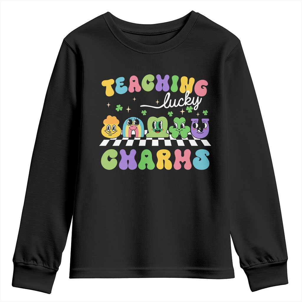 St Patricks Day Lucky Teacher Youth Sweatshirt Teaching Lucky Charm Teachers TS10 Black Print Your Wear