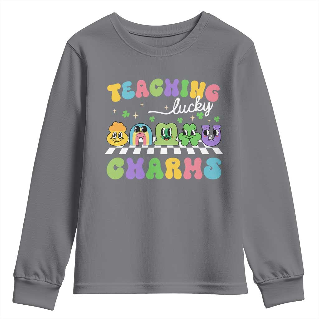 St Patricks Day Lucky Teacher Youth Sweatshirt Teaching Lucky Charm Teachers TS10 Charcoal Print Your Wear