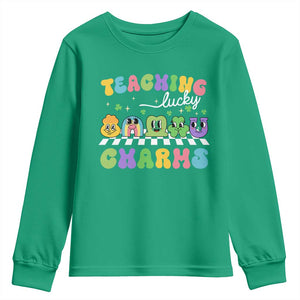 St Patricks Day Lucky Teacher Youth Sweatshirt Teaching Lucky Charm Teachers TS10 Irish Green Print Your Wear