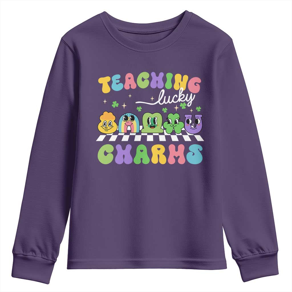 St Patricks Day Lucky Teacher Youth Sweatshirt Teaching Lucky Charm Teachers TS10 Purple Print Your Wear