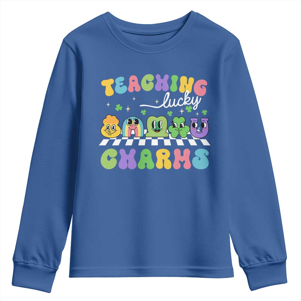 St Patricks Day Lucky Teacher Youth Sweatshirt Teaching Lucky Charm Teachers TS10 Royal Blue Print Your Wear