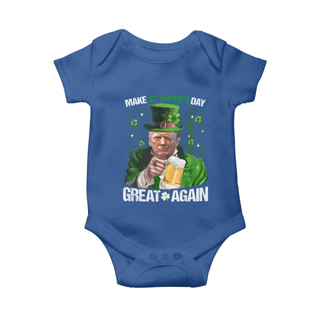 Funny Trump Make St. Paddy's Day Great Again Baby Onesie Lucky Shamrock American Flag TS10 Royal Blue Print Your Wear