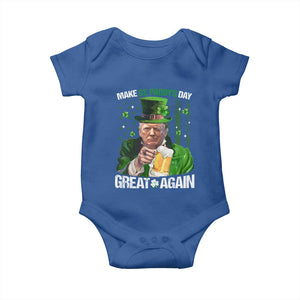 Funny Trump Make St. Paddy's Day Great Again Baby Onesie Lucky Shamrock American Flag TS10 Royal Blue Print Your Wear
