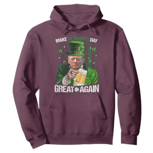 Funny Trump Make St. Paddy's Day Great Again Hoodie Lucky Shamrock American Flag TS10 Maroon Print Your Wear
