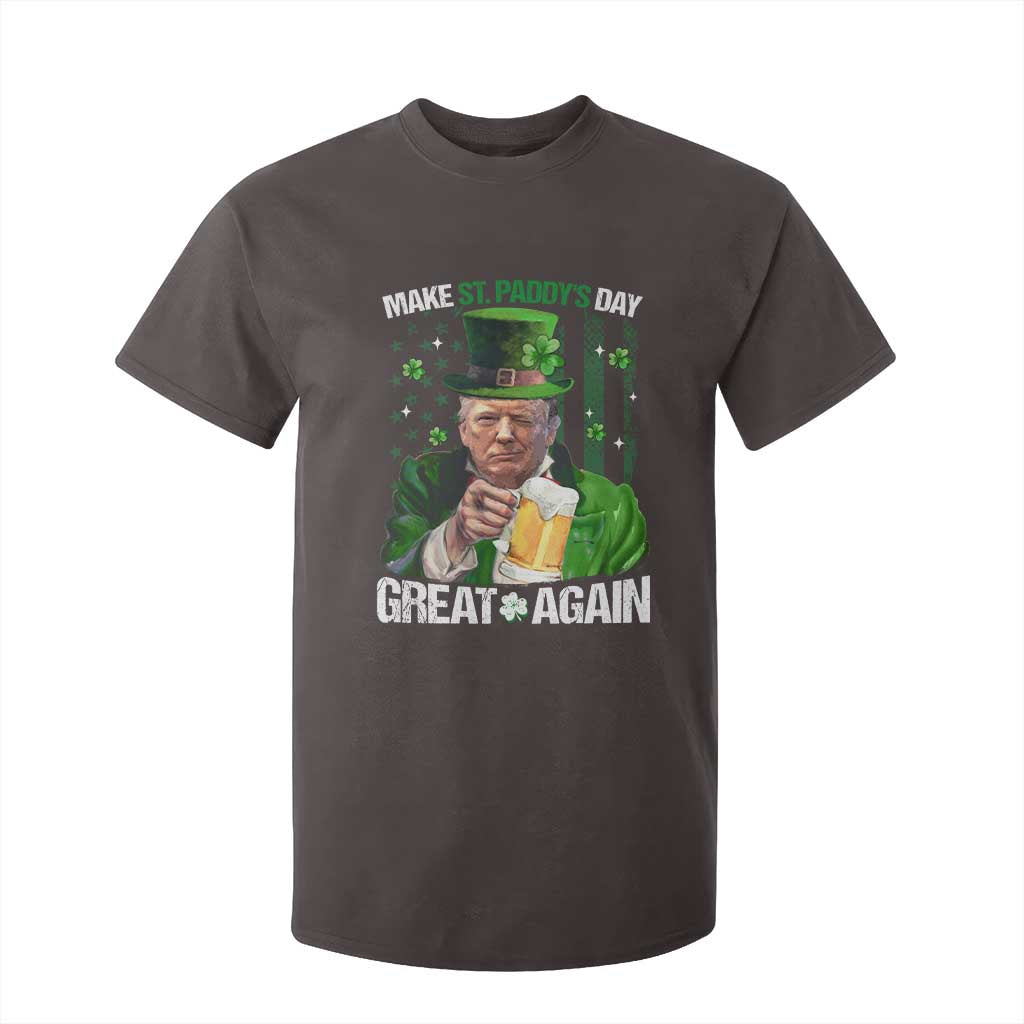Funny Trump Make St. Paddy's Day Great Again T Shirt For Kid Lucky Shamrock American Flag TS10 Dark Chocolate Print Your Wear