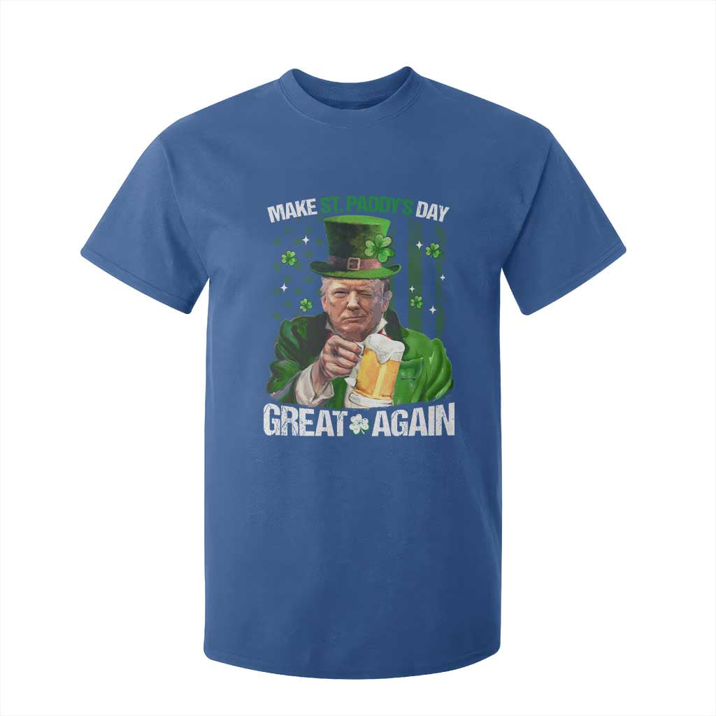Funny Trump Make St. Paddy's Day Great Again T Shirt For Kid Lucky Shamrock American Flag TS10 Royal Blue Print Your Wear