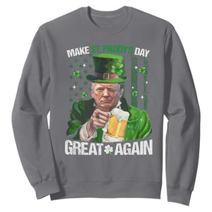 Funny Trump Make St. Paddy's Day Great Again Sweatshirt Lucky Shamrock American Flag TS10 Charcoal Print Your Wear