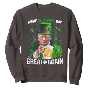 Funny Trump Make St. Paddy's Day Great Again Sweatshirt Lucky Shamrock American Flag TS10 Dark Chocolate Print Your Wear