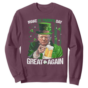 Funny Trump Make St. Paddy's Day Great Again Sweatshirt Lucky Shamrock American Flag TS10 Maroon Print Your Wear